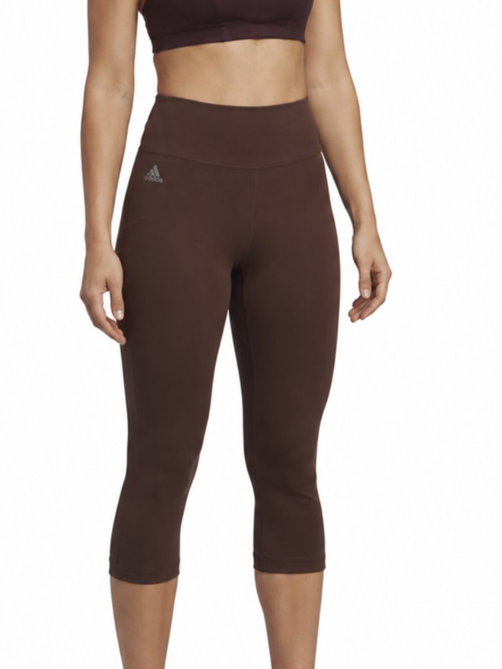 NEW Adidas High Waist Performance Capri Logo leggings, Chocolate